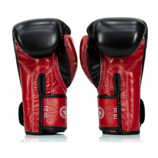 Кожени тренировъчни и спаринг ръкавици Fairtex X Booster BGVB2 в черно/червено/златно