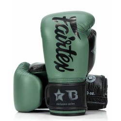 Кожени тренировъчни и спаринг ръкавици Fairtex X Booster BGVB2 в маслено зелено/черно