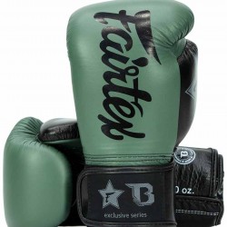 Кожени тренировъчни и спаринг ръкавици Fairtex X Booster BGVB2 в маслено зелено/черно