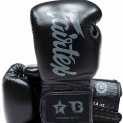 Кожени тренировъчни и спаринг ръкавици Fairtex X Booster BGVB2 в черно/черно